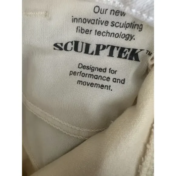 Athleta Sculpek Flex Straight Leg Ankle Jean High Rise Bone Yellow Cream Size 4 - Picture 7 of 15